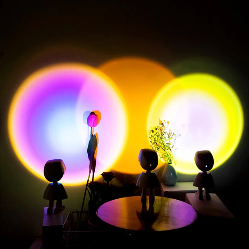 1pcs Romantic Sunset Projector Lamp Usb Astronaut Robot Sunset Projection Sun Lamp Table Night Light Sunset Lamp