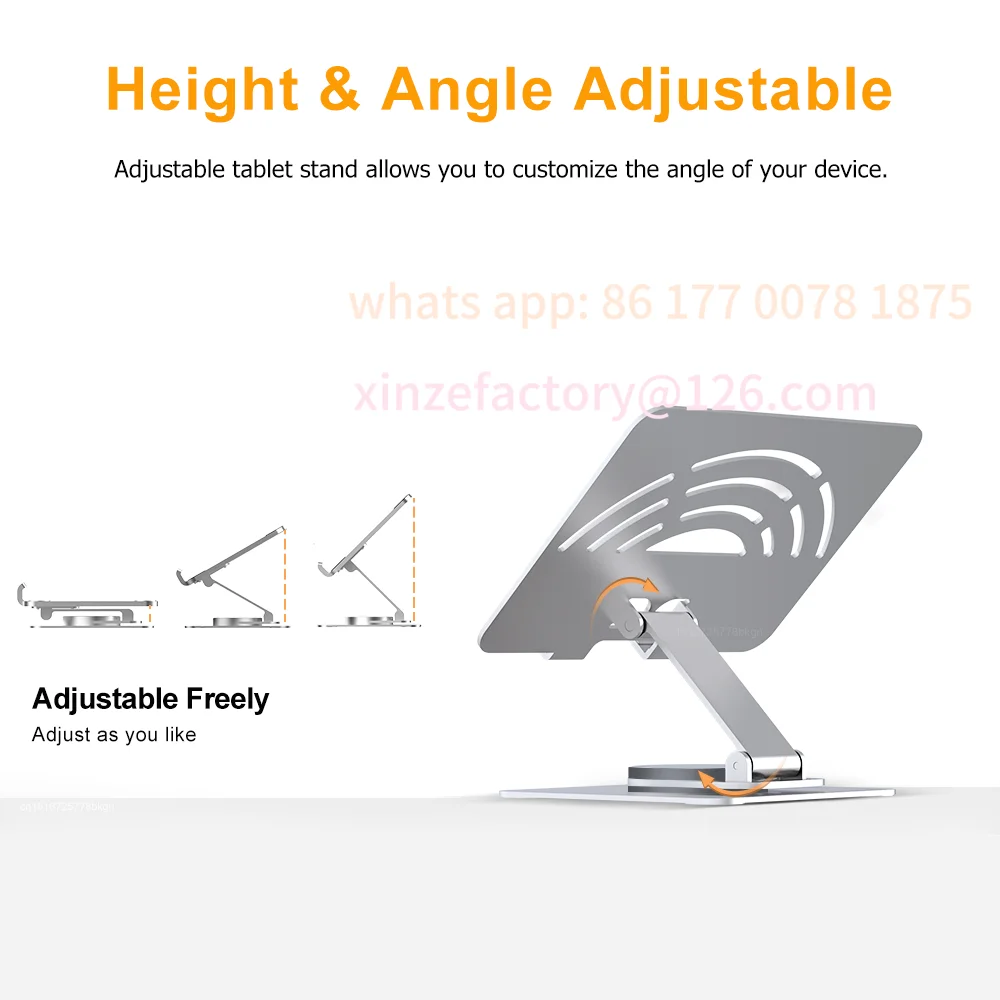 Customizable Tablet Stand for iPad  360° Rotatable Tablet Bracket Holder Foldable Portable Monitor Holder Desktop Phone Stand