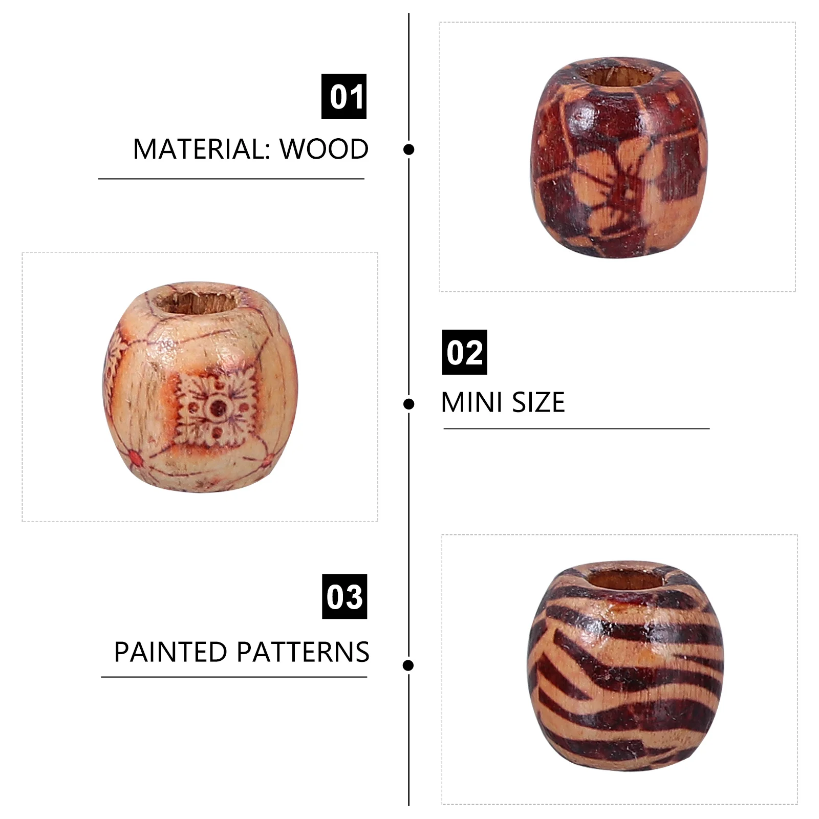 100개 페인트된 드럼형 원형 나무 구슬, 쥬얼리 공예 제작 DIY 팔찌 목걸이 용품 페인트된 나무 구슬