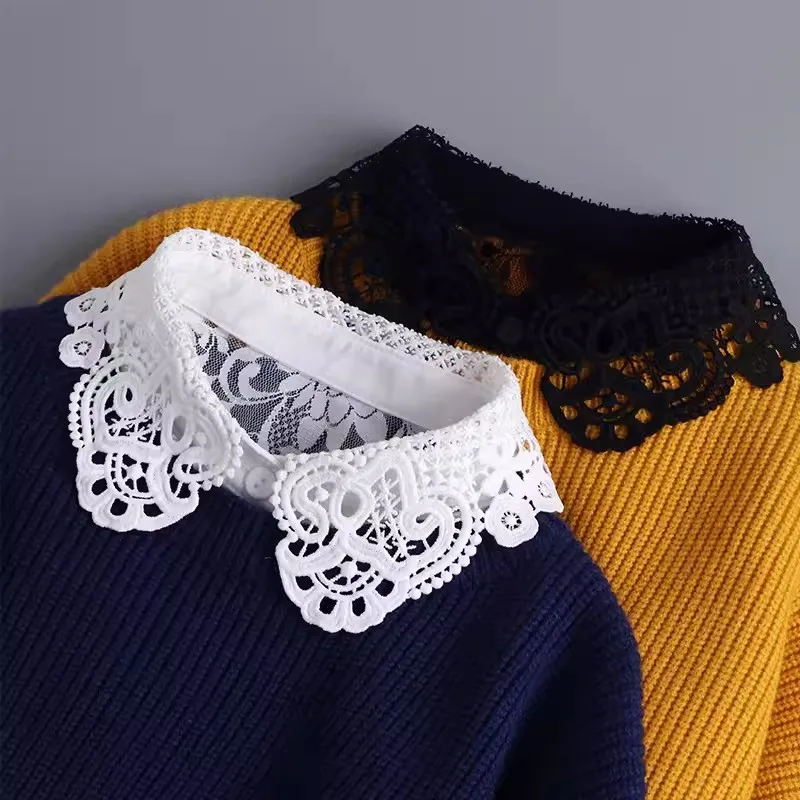 

White Lace Collars Detachable For Women False Collar Shirt Woman Black Women Fake Half Shirt Collar Remoable Faux Col Tie