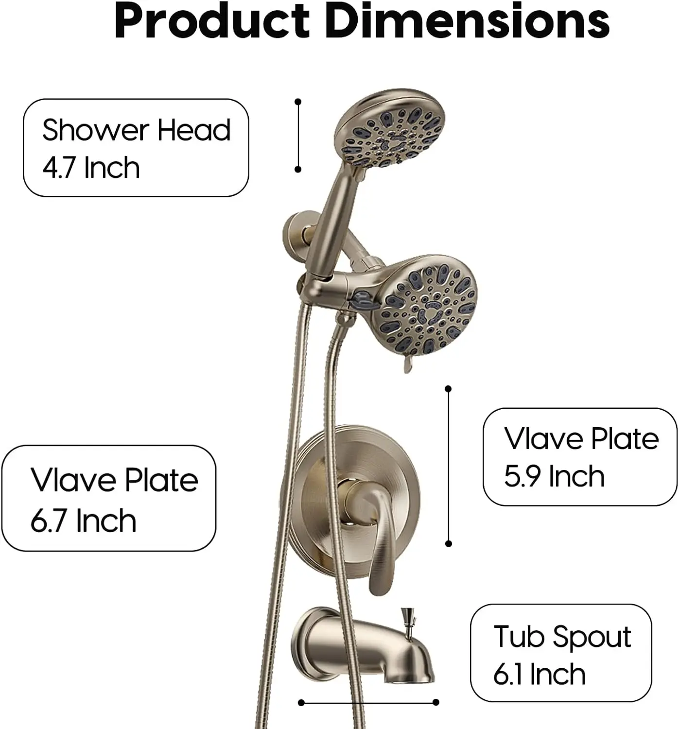 Tub Shower Faucet Set with Valve, Bathtub Shower Faucet Set with Handheld Spray