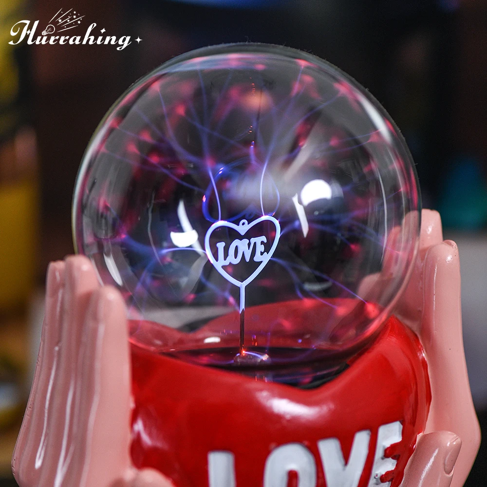 Holding Love Crystal Plasma Lamp 4 Inch Glass Ball Touch Sensitive Science Popularization Enlightenment Indoor Table Decoration