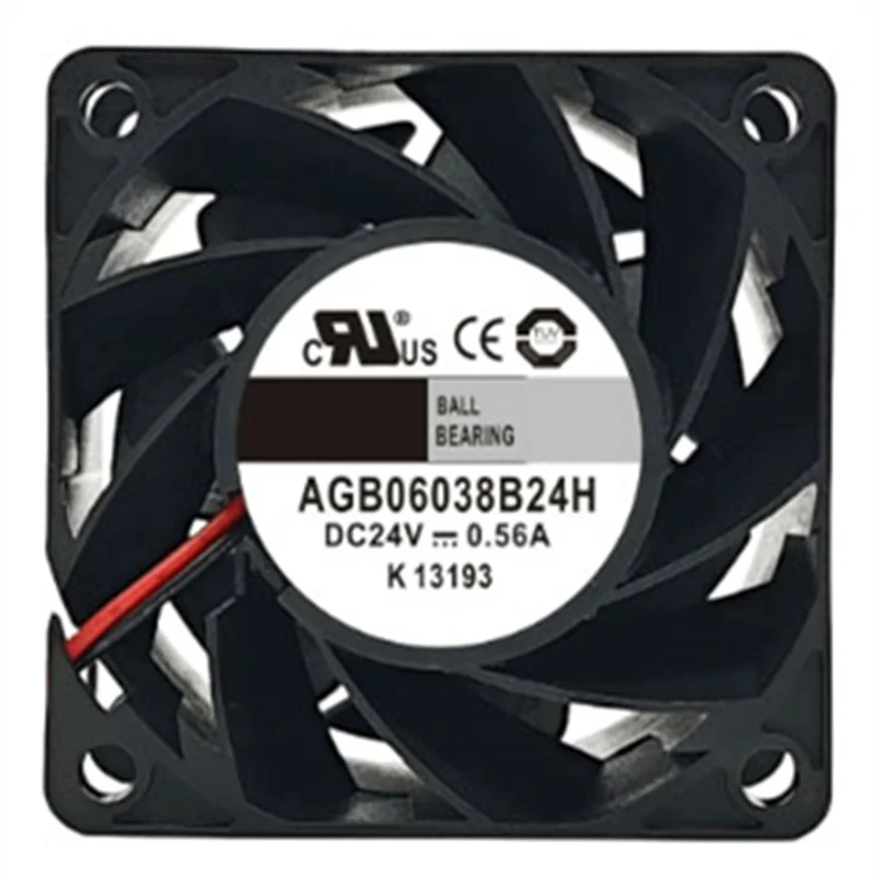 

6cm DC Fan AGB06038B24H 60x60x38mm 24V 0.56A 6038 Dual Ball Bearing 2 Wire High Airflow Industrial Ventilation Cooling Fan