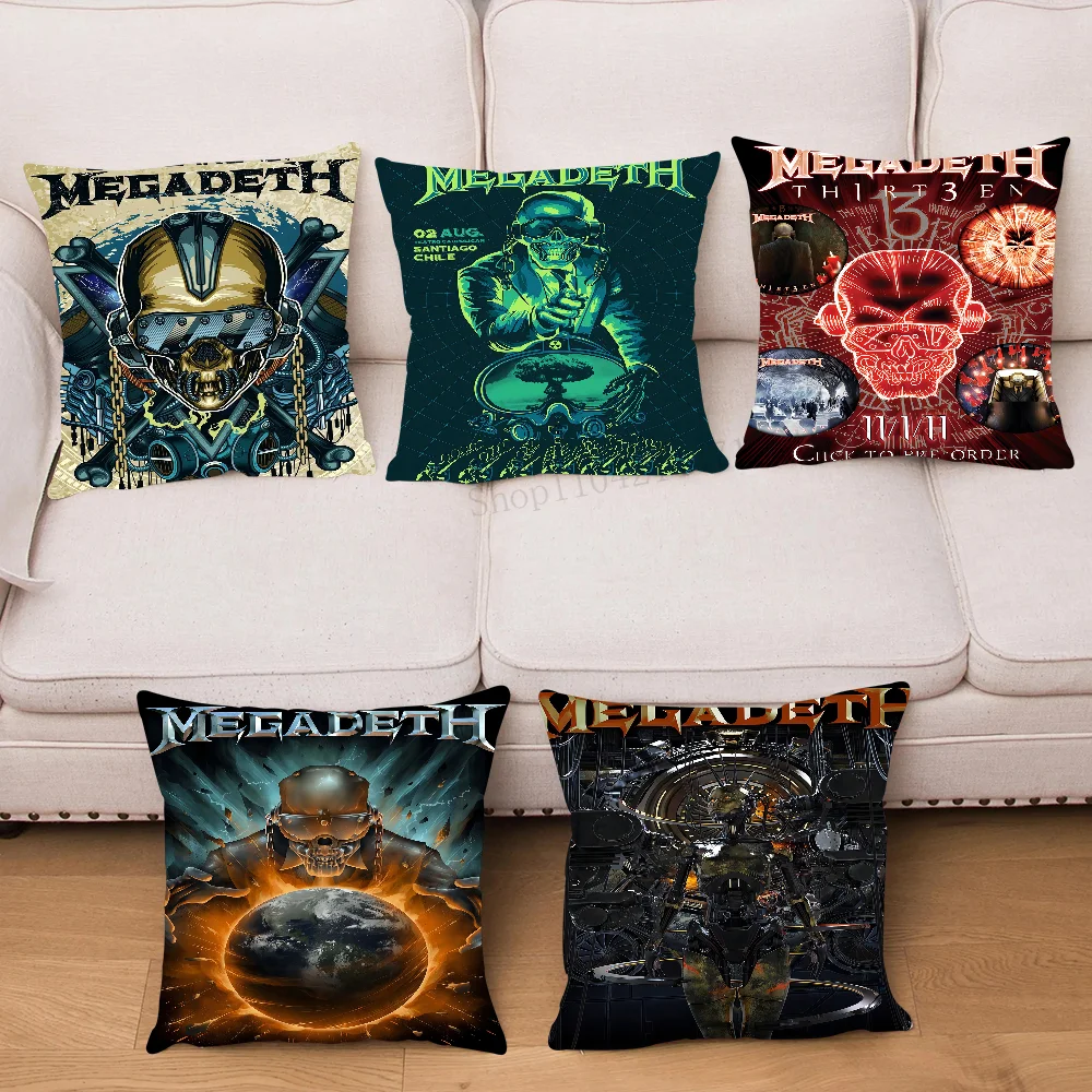 Heavy Metal Rock Band M-Megadeths Pillow Case Square Pillow Bedroom Sofa Leisure Comfort Cushion Car Living Room Home Decoration