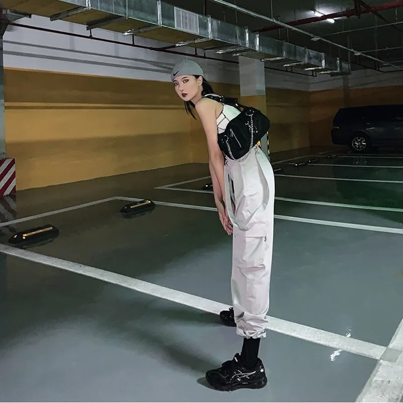 Jumpsuits for Women New Winter ThickeningBoyfriend Loose Pockets Adjusted Strap Drawstring Trousers Streetwear Hip-pop Chic