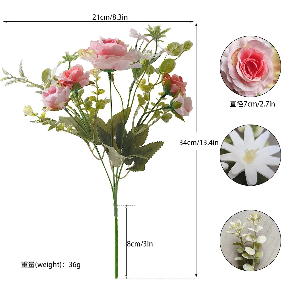 Rosas Pequenas De Seda Artificial Para Decoração De Casa, Flores Falsas, Plantas Decorativas DIY, Buquê De Casamento, Alta Qualidade, 2Pcs