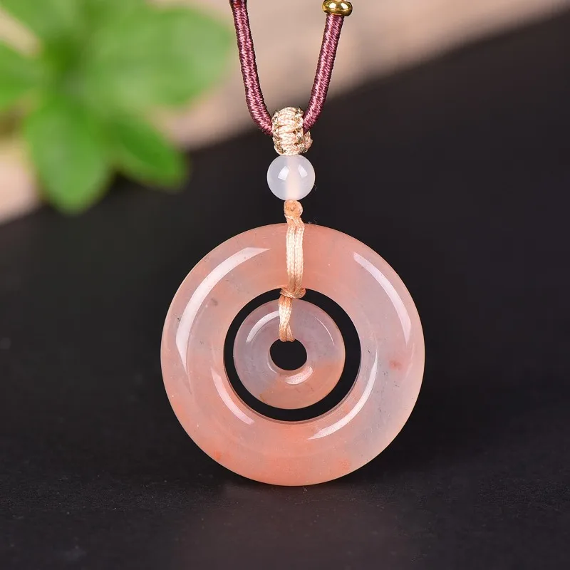 New Fashion High-ice Peach Blossom Stuffed Mother and Child Buckle Necklace