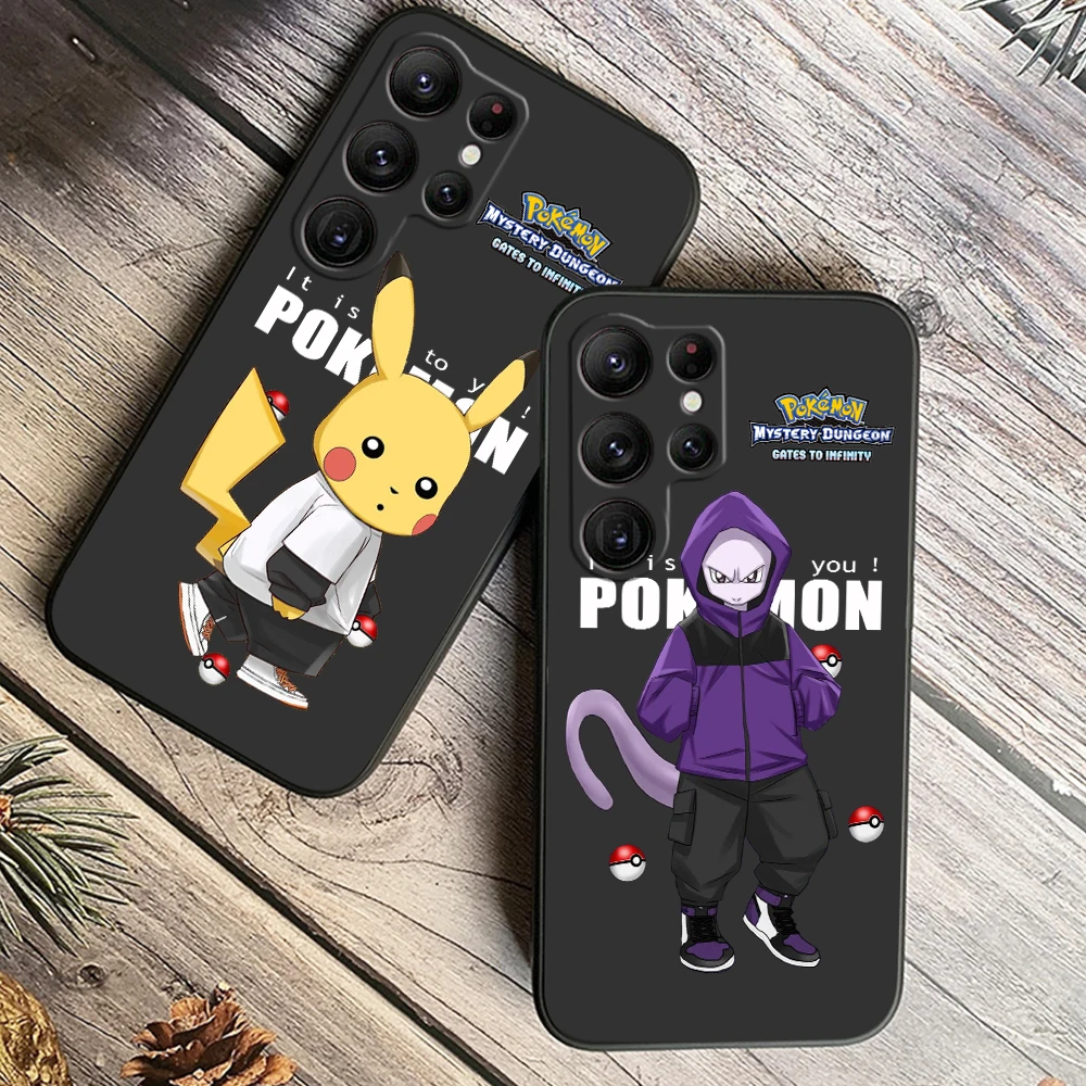 Pokemon Dragonite Snorlax Art For Samsung Galaxy S24 S23 S22 S21 S20 FE S10 S10E Plus Ultra Pro Lite 5G Black Back Phone Case