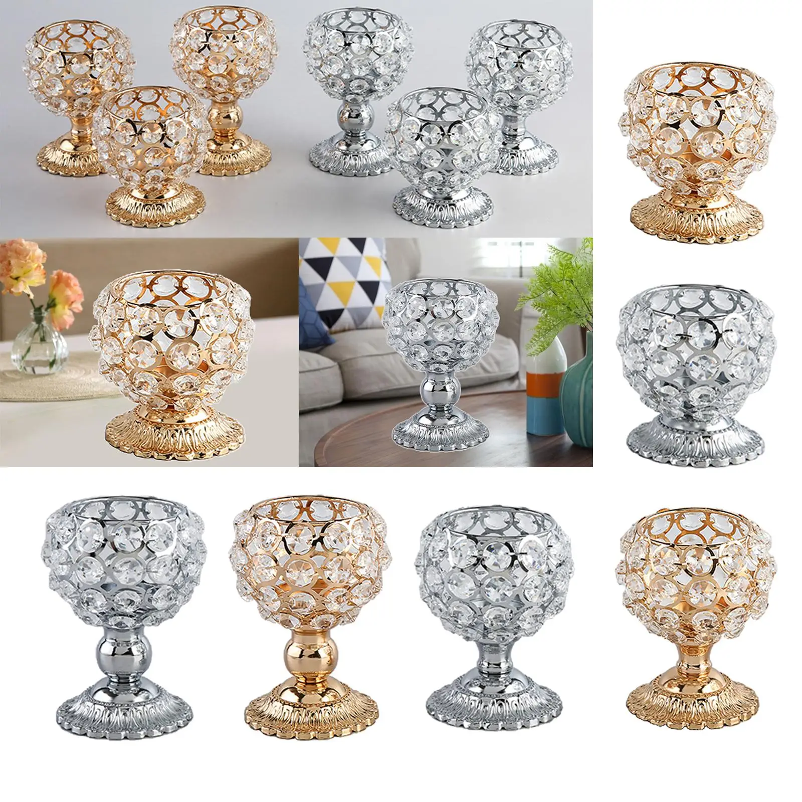 Crystal Tea Light Candle Holder Candelabra Stand Decorative Candlestick for Christmas Decoration Votive Candles dinner Adornment