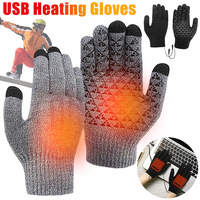 USB Electric Heated Gloves Winter Gloves Thermal Touch Screen Thermal Windproof Warm Knitted Glove Motorcycle Bicycle Gloves