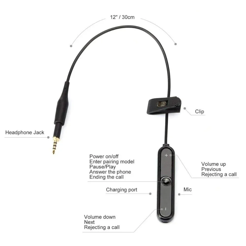 Bluetooth 5.0 A2DP Adapter Wireless Handsfree Receiver for Pioneer HDJ-700 HDJ-1500 HDJ-500 HDJ 700 1500 500 DJ Headphones