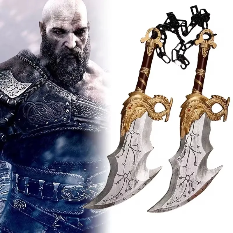 17inch 2pcs Kratos Sword God of War 4 Cosplay Prop PU Knife Real Size Japanese Katana Athena Blade Chaos Samurai Sabre Gift