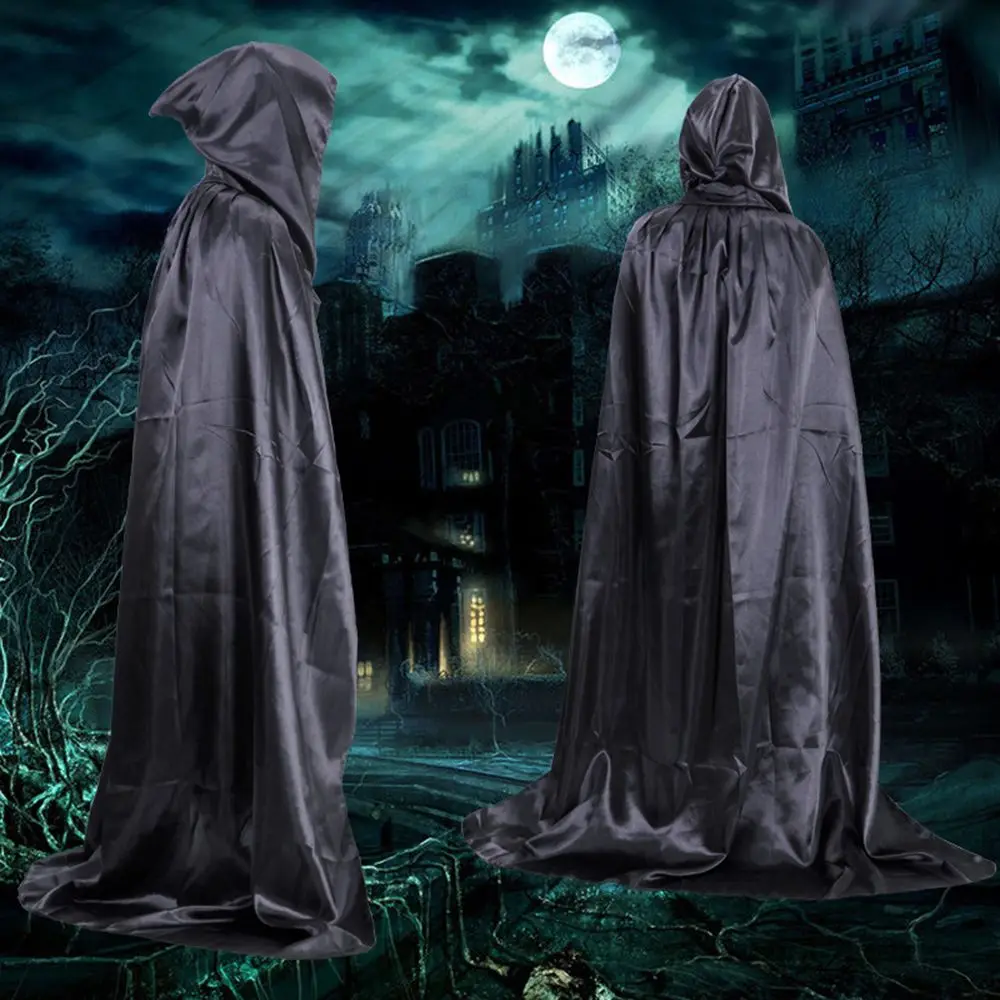 

Cool Nightclub Bar Dress Carnival Adult Wizard Witch Hooded Cloak Robes Grim Reaper Cloak Party Coat