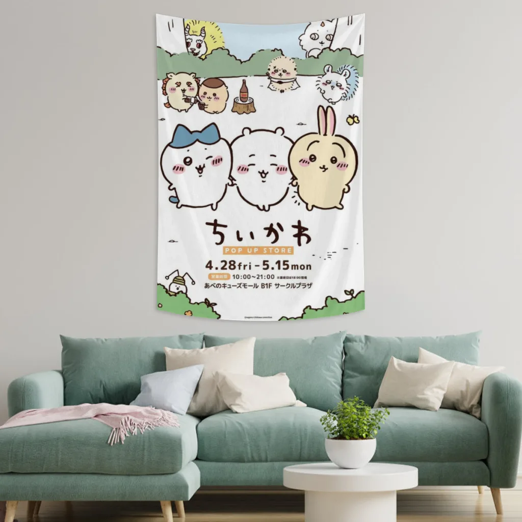 Cartoon Kawaii Cute Chiikawa Tapestry  Room Décor Aesthetic Home Decoration Bedroom Wall Art