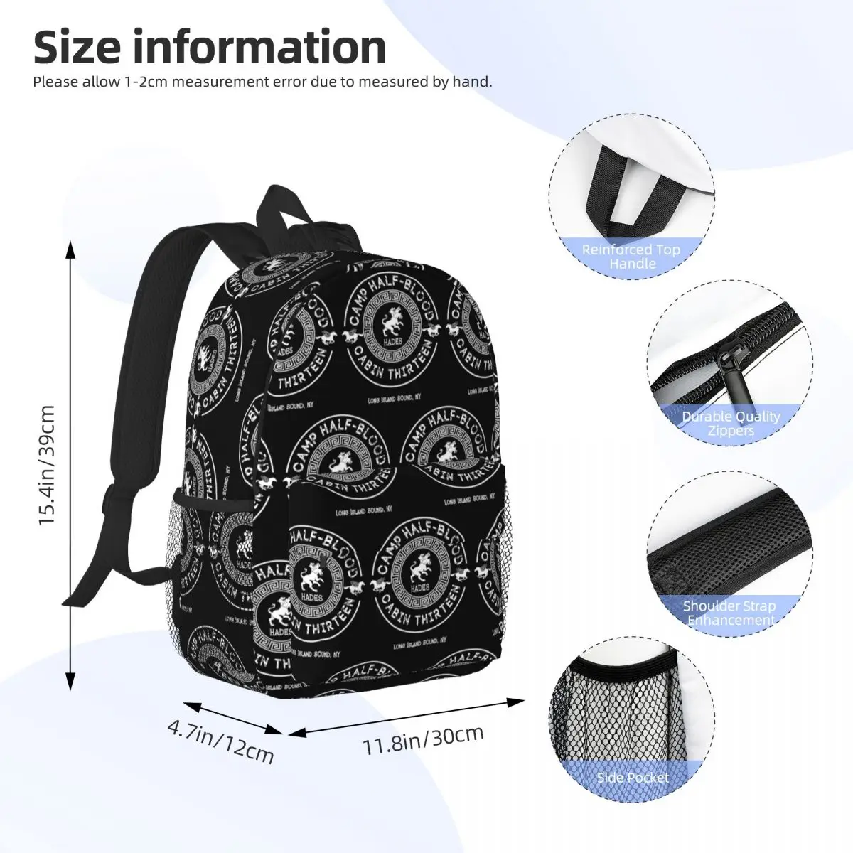 Cabin Thirteen Hades Percy Jackson Camp Half-Blood Backpack Student Boys Girls BookBag Men Women School Bag Laptop Shoulder Bags