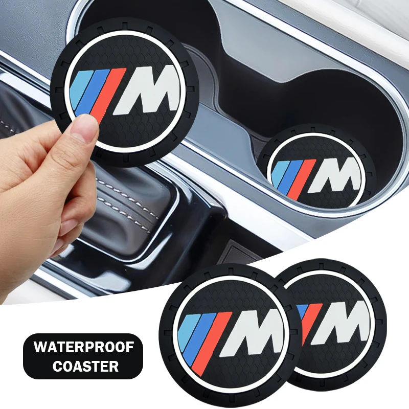 Car Coasters Silicone Water Cup Pads Non-Slip Mats Universal For BMW M Performance G01 F22 F23 E46 E93 E39 G26 F02 F06 G32 G20