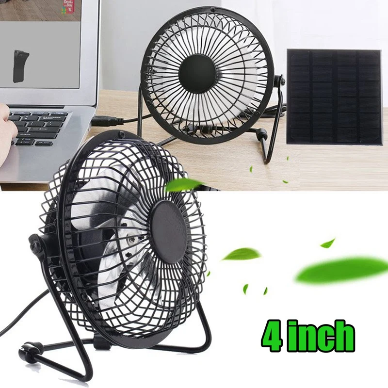 Mini Solar Panel Powered Ventilator Fan Portable 5W 4 Inch Greenhouse Solar Exhaust Fan for Office Outdoor