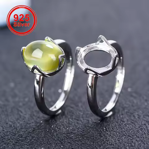 925 Silver Material, Simple Style Ring Setting, Suitable for Handcrafting Flat-bottomed stones, Minimalist Design for Women