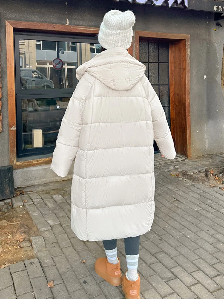 AOSSVIAO شتاء دافئ المرأة منتصف طول سترة قطن فوق الركبة سترات جديدة فضفاضة متعددة الاستخدامات معطف سميكة مقنعين العصرية القمم