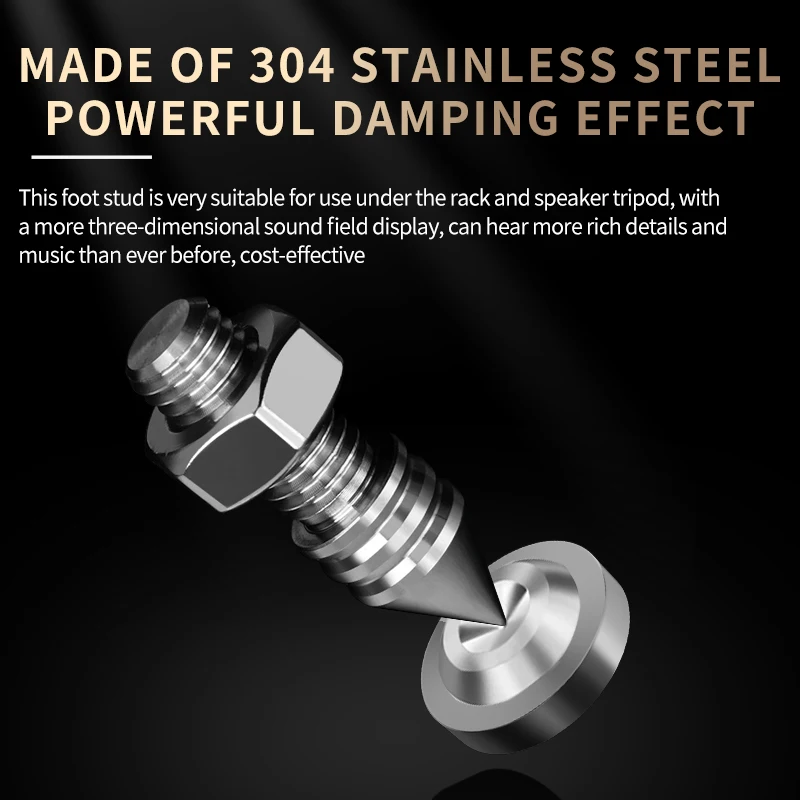 M6/m8/m10 4 peças de aço inoxidável de alta qualidade hifi pé prego amplificador cd alto-falante chassi pé almofada máquina pé suporte