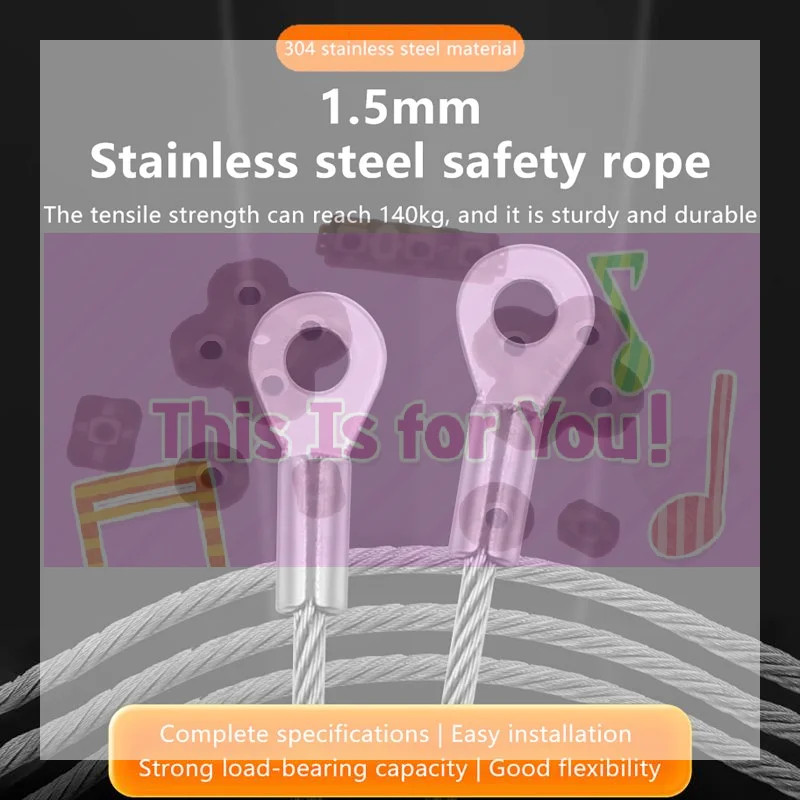 【MA】5Pcs Stainless Steel Wire Rope Cable M4 Hole End 1.5mm Wire Rope Cable For Various Products' Anti Fall Safety Ropes