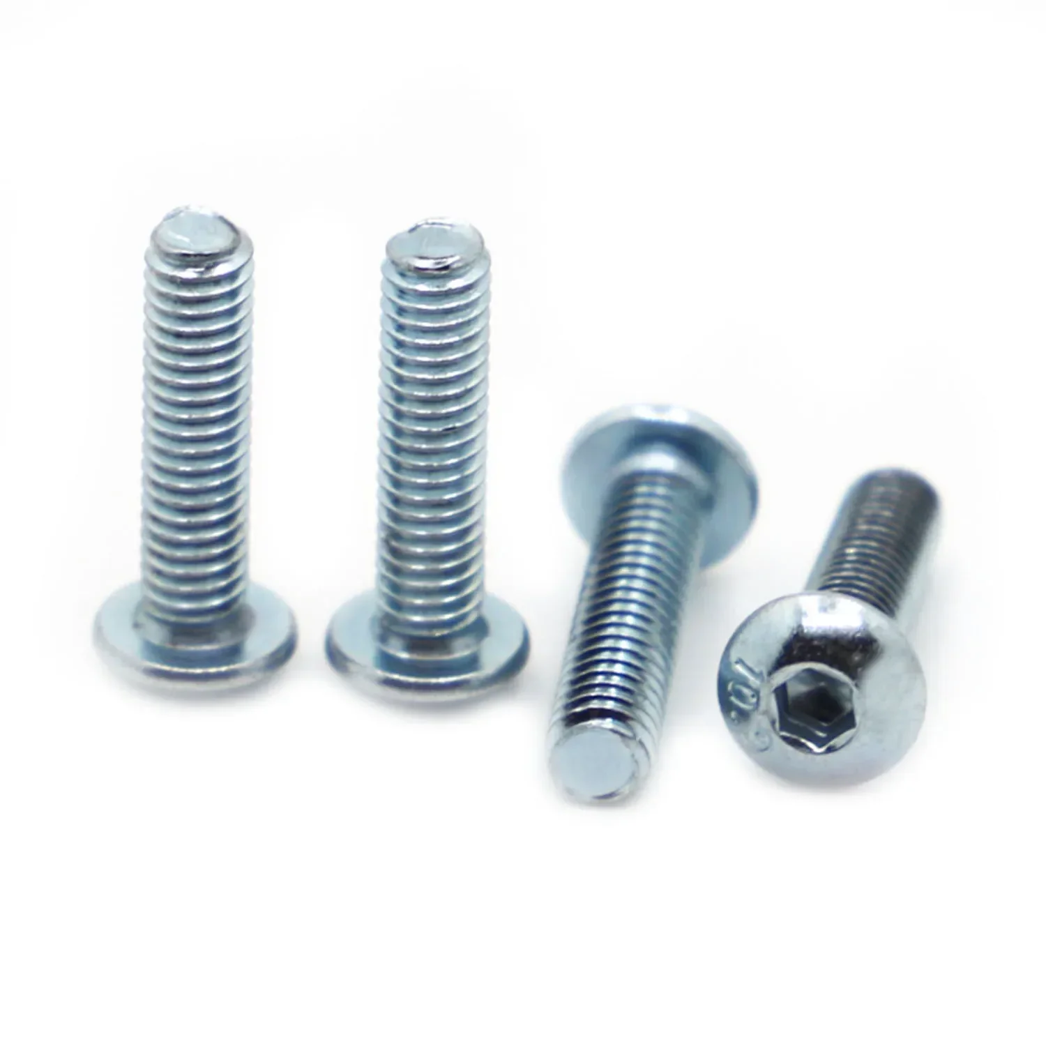 Zinc-plated steel hex socket button head screws available in sizes M3 to M10