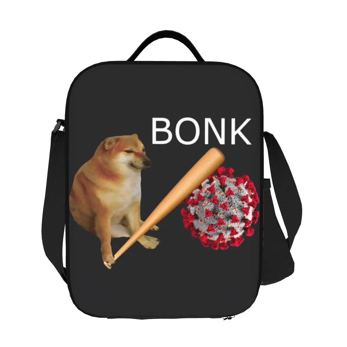 Cheems Virums Bonk Lunch Bag Isolado para Escola e Escritório, Shiba Inu Dog Memory, Cooler térmico à prova d'água Bento Box, Mulheres e Crianças