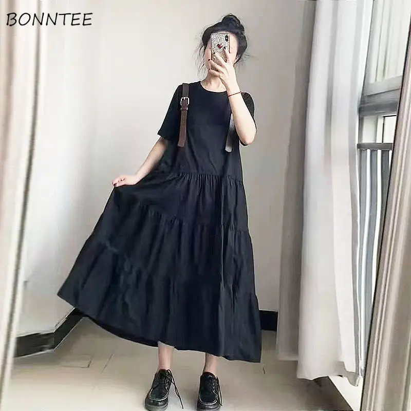 Sleeveless Dress Women Harajuku Summer Chic Schoolgirls Stylish Leisure Femme Clothes 4XL All-match Korean Style Платье Женское