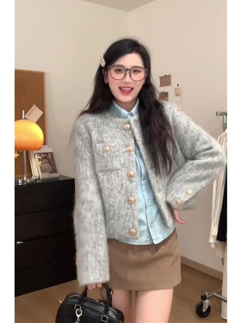 

Элегантный твидовый жакет для женщин: осенний, летний, с бантом, атласный, минималистичный, с отстегивающимися кисточками в стиле сафари, яркий, шифоновый, для небольших размеров, в стиле кавайи