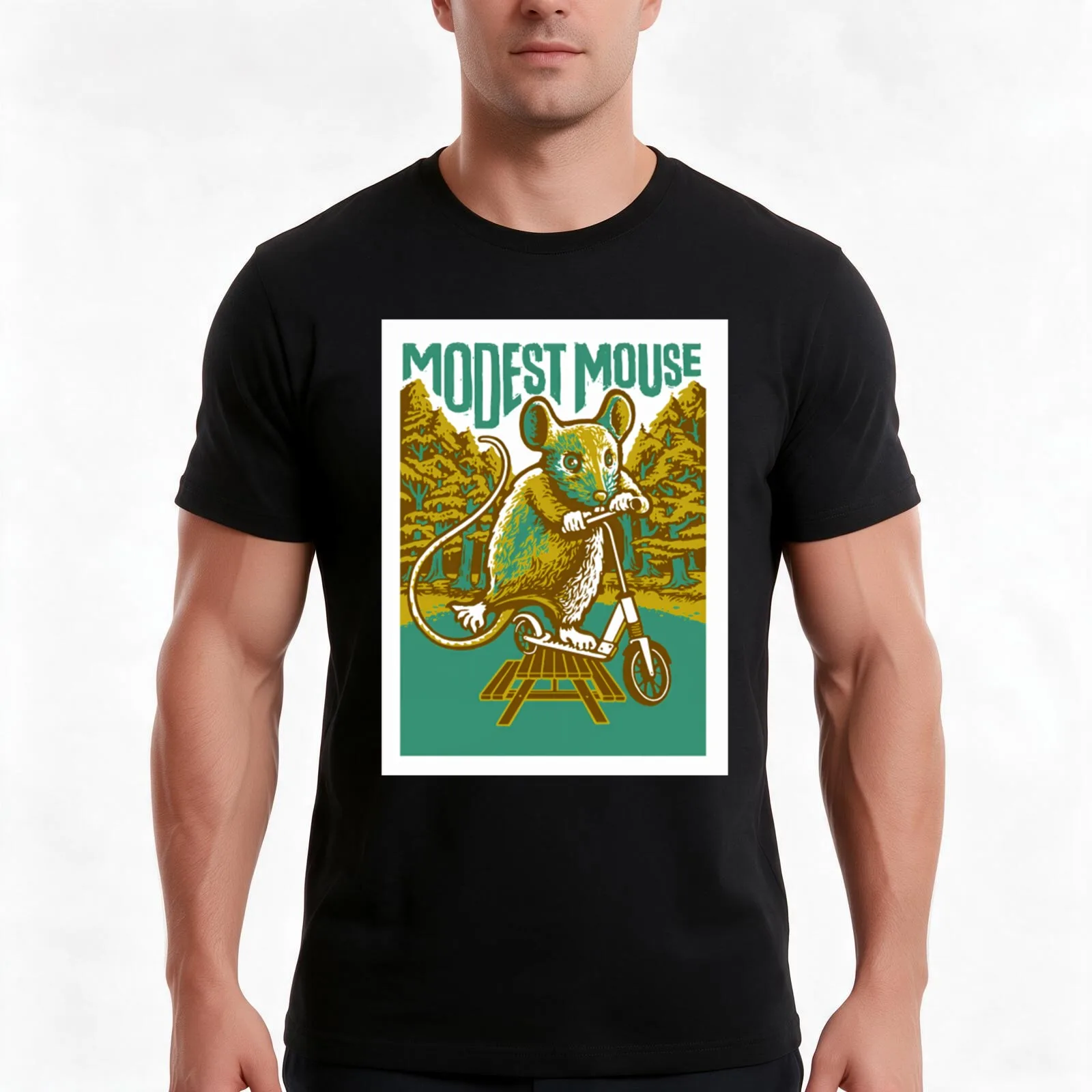 Modest Mouse T-Shirt, Summer Casual Cotton Tee, Oversized Streetwear Tops, Vintage Graphic Print, Loose Fit Short Sleeve