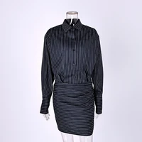 Linad Elegant High Waist Stripe Shirt Dress Women 2025 Street Chic Long Sleeve Slim Dresses Female Office Single Breasted  Dress - Image 6