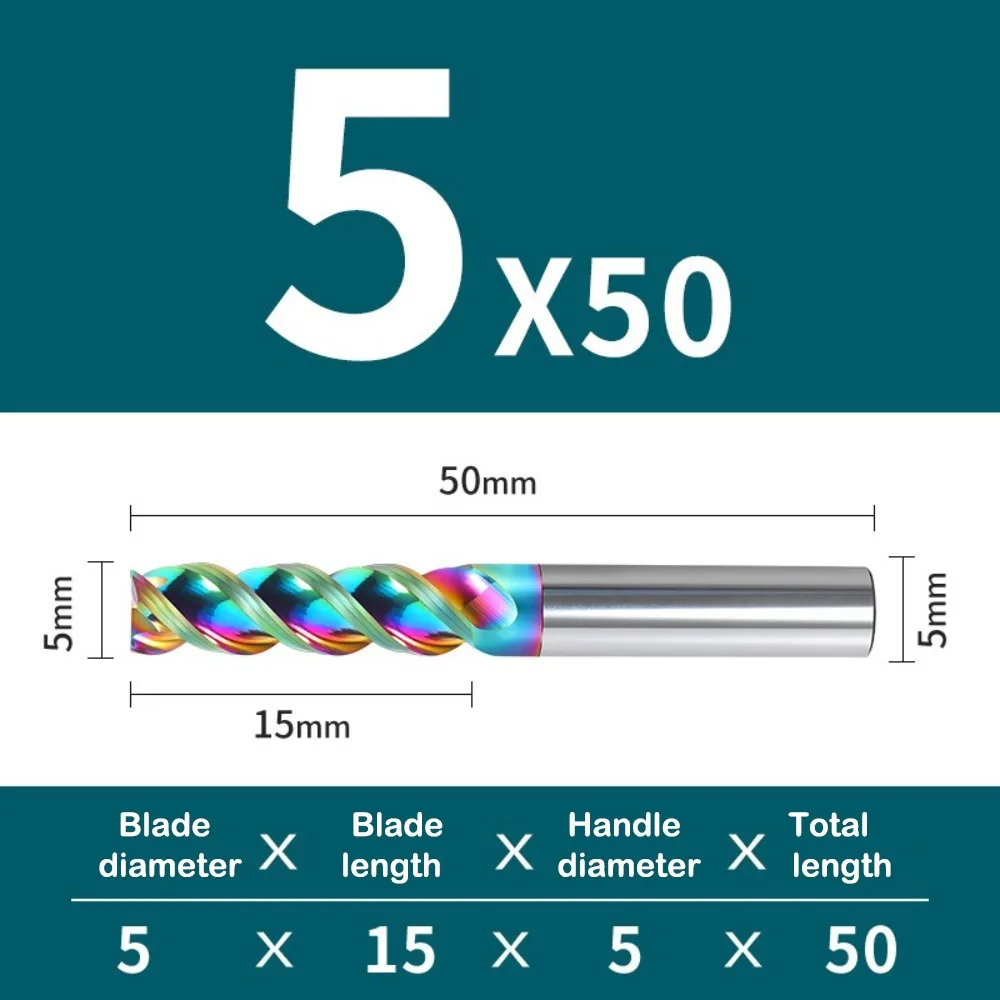 

Специальная концевая фреза с ЧПУ HRC65 с 3 канавками и U-образным покрытием, глянцевая алюминиевая фреза с ЧПУ, цветная фреза по металлу