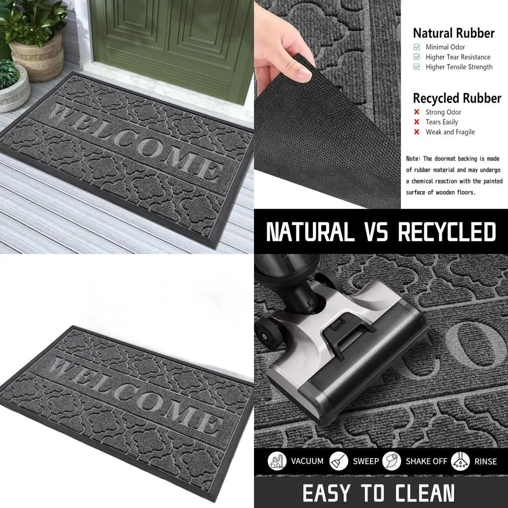 

All-Season Outdoor Door Mat, Heavy Duty Non-Slip, Low Profile Entrance Mat, 47x32, Grey