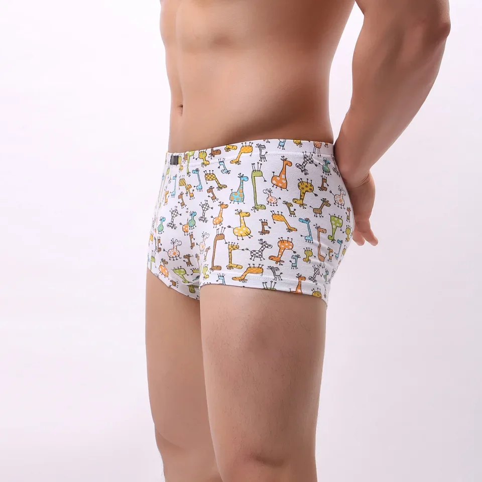 Herren-Unterwäsche aus Baumwolle, Cartoon-Druck, Boxershorts, atmungsaktiv, lustig, Comic-Stil, Neuheit, Geschenk, U Convex Ropa Interior Divertida