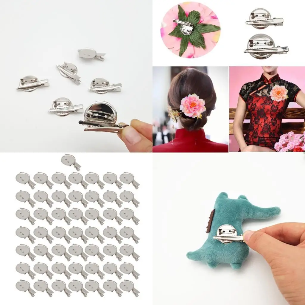 

31BB 50Pcs Craft Supplies Round Metal Discs for Custom Brooch Hair Accessory