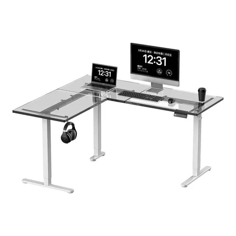

Metal Tempered Glass Gaming Desk with Silent Memory Motor Electric 73-116cm Height Adjustable Corner L Shape Smart Desk