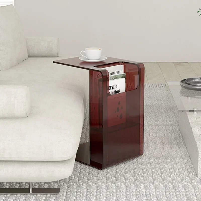 Acrylic side table sofa small side table light luxury living room bay window coffee table transparent corner table