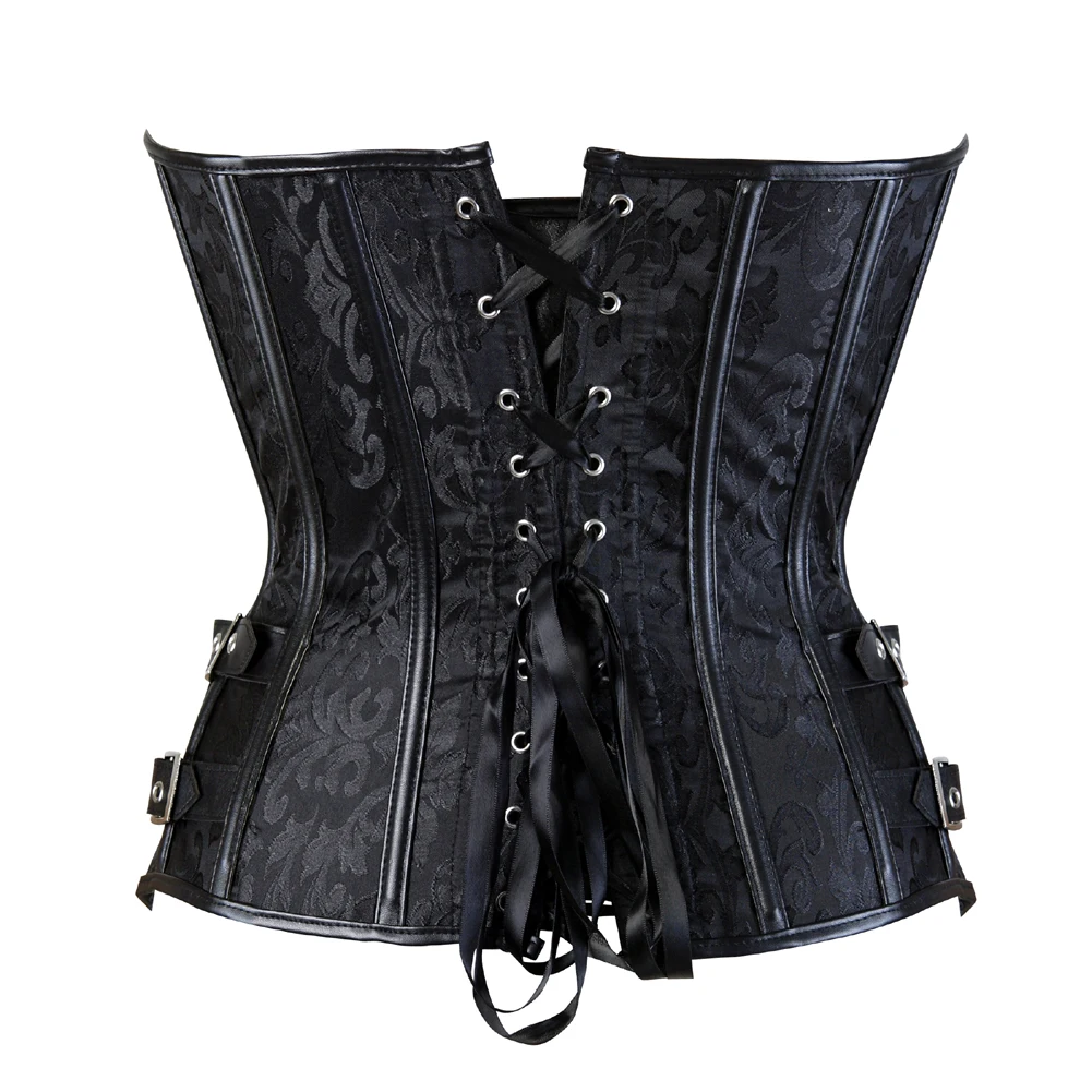 Steampunk-Korsett für Damen, Übergröße, Piraten-Korsett, Oberteil, Überbrust, Halloween, Schnürkostüm, Gothic, Steampunk-Korsett, Metallic, Rot, Braun – Detail 14