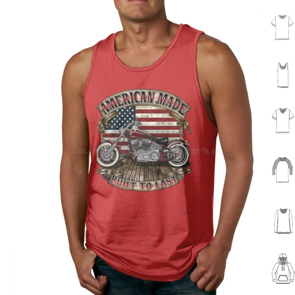 American Made Tank Tops Print Cotton Simbolo Americano Della Liberta Motociclistica Per I Raider