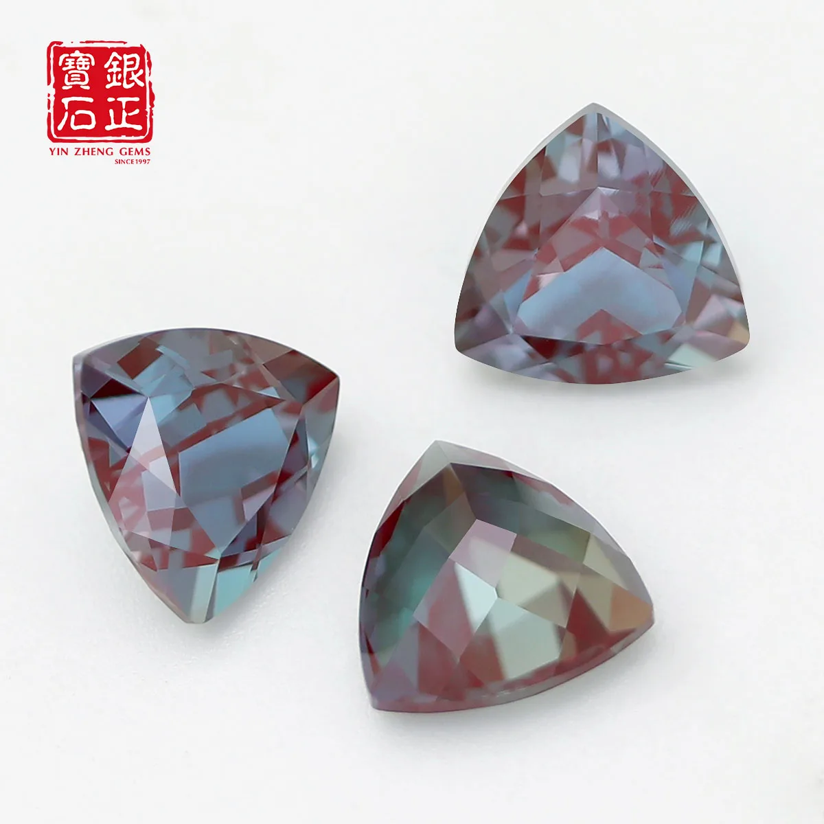 Red Bottom Trillion Cut Lab Grown Alexandrite Grown by Czochralski AGL Certificate Available High Quality Lab Cemstone Loose