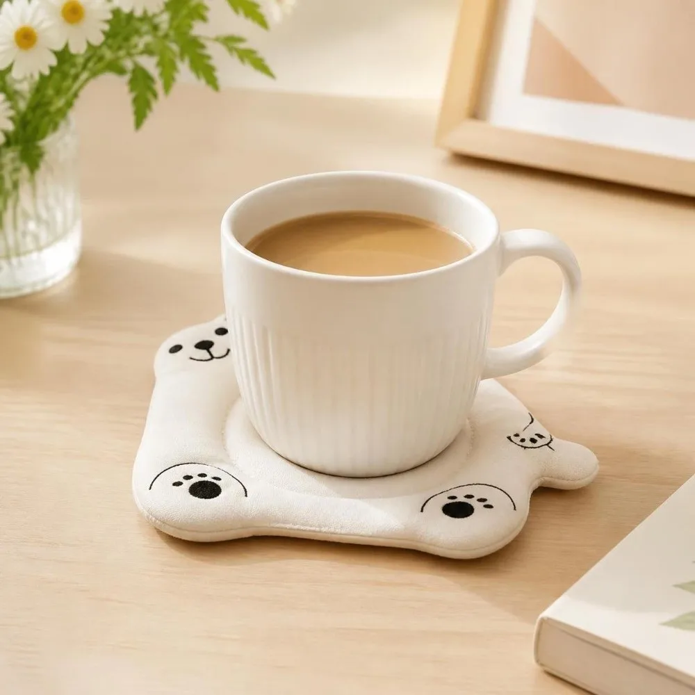 Portable Cute Cartoon Animal Fabric Coaster Soft Anti Slip Cat Cup Mat Panda Delicate Tea Cup Pad Bar