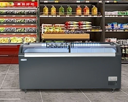 

l Ice cream supermarket frozen refrigerated display case large capacity transparent glass refrigerator commercial freezer