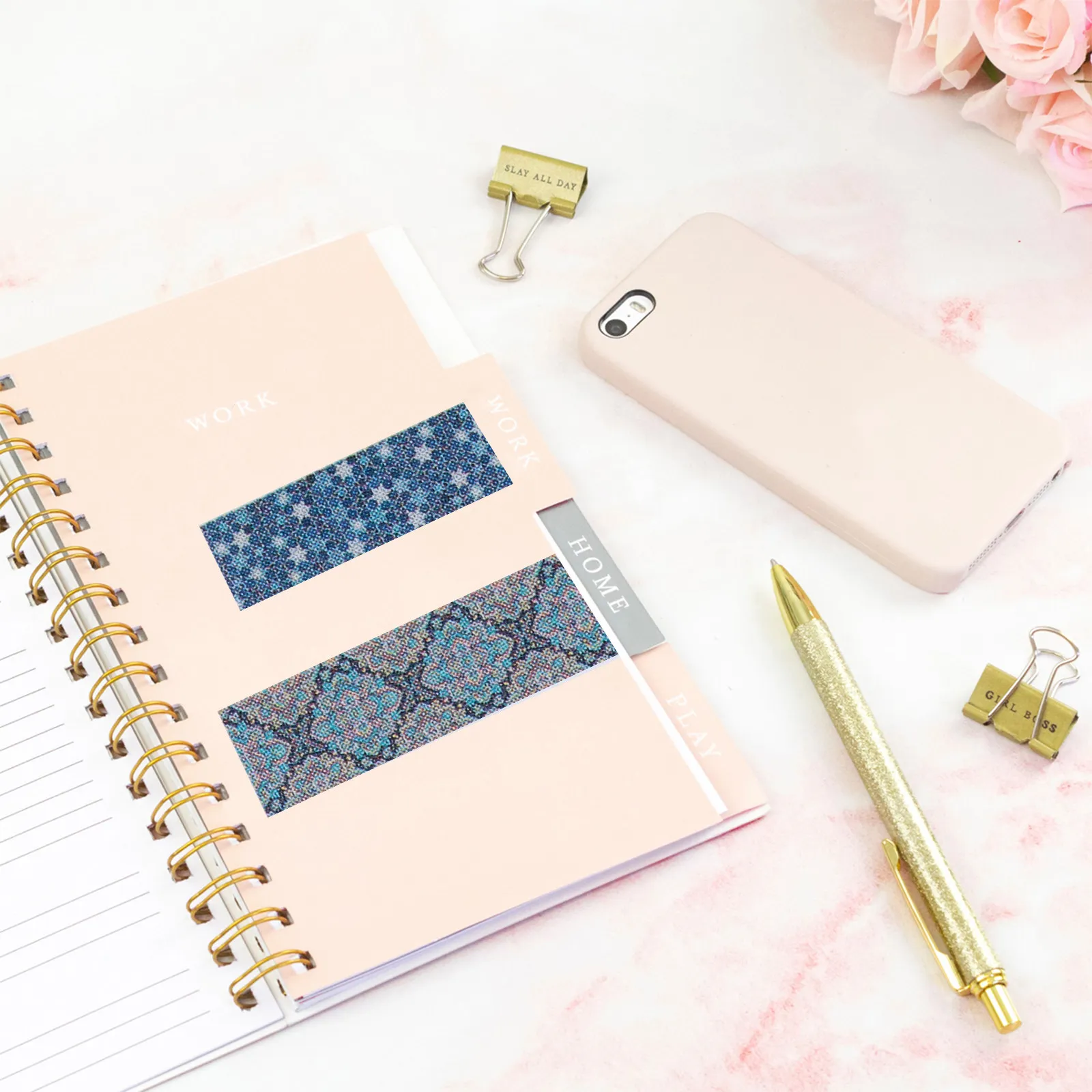 

12Pcs Vintage Washi Tape Set Clear Bright Patterns No Residue Adhesive Craft Masking Paper Tapes Decorative Tape