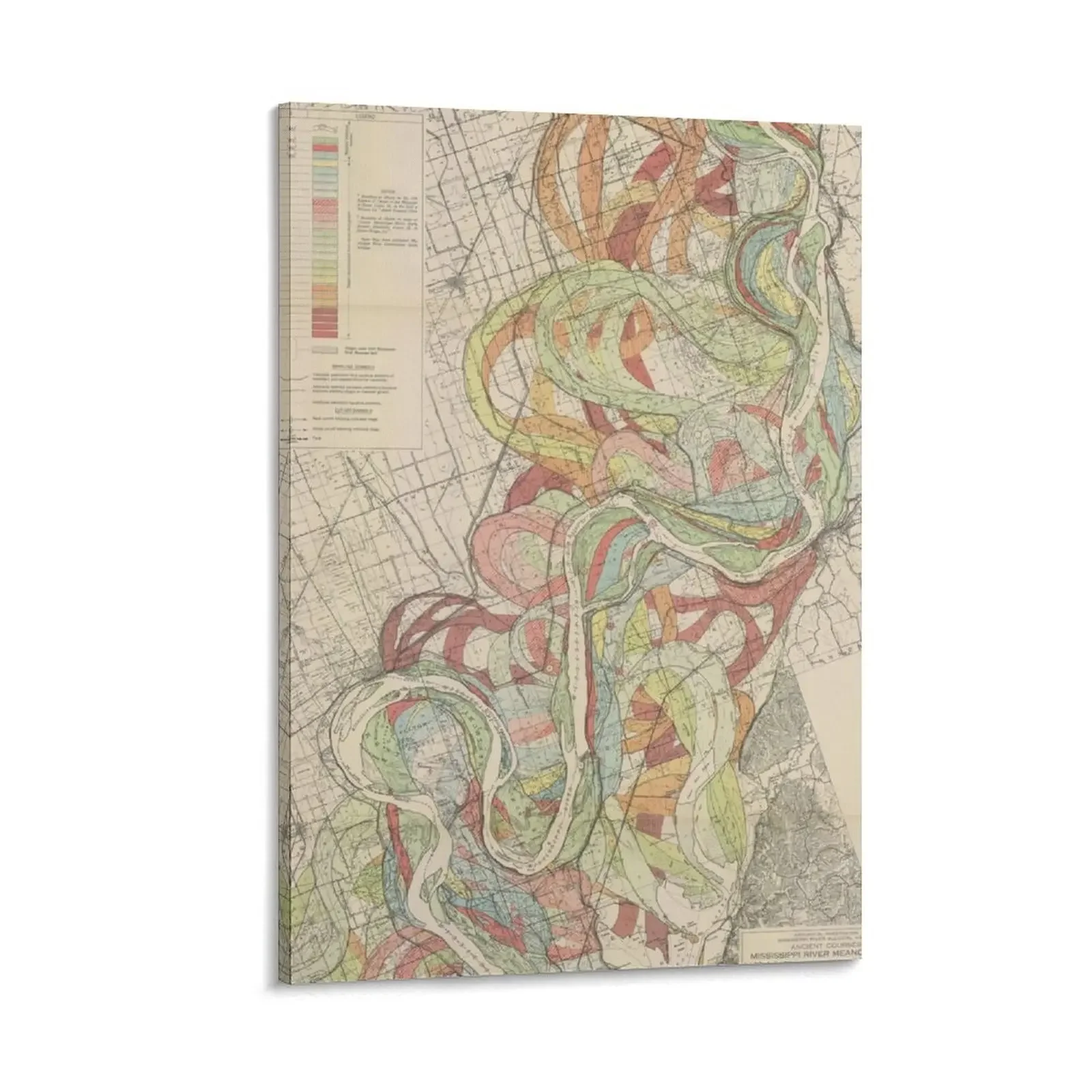 

Harold Fisk, 1944 - Ancient Courses: Mississippi River Meander Belt, Plate 22 Sheet 2 Canvas Painting decor