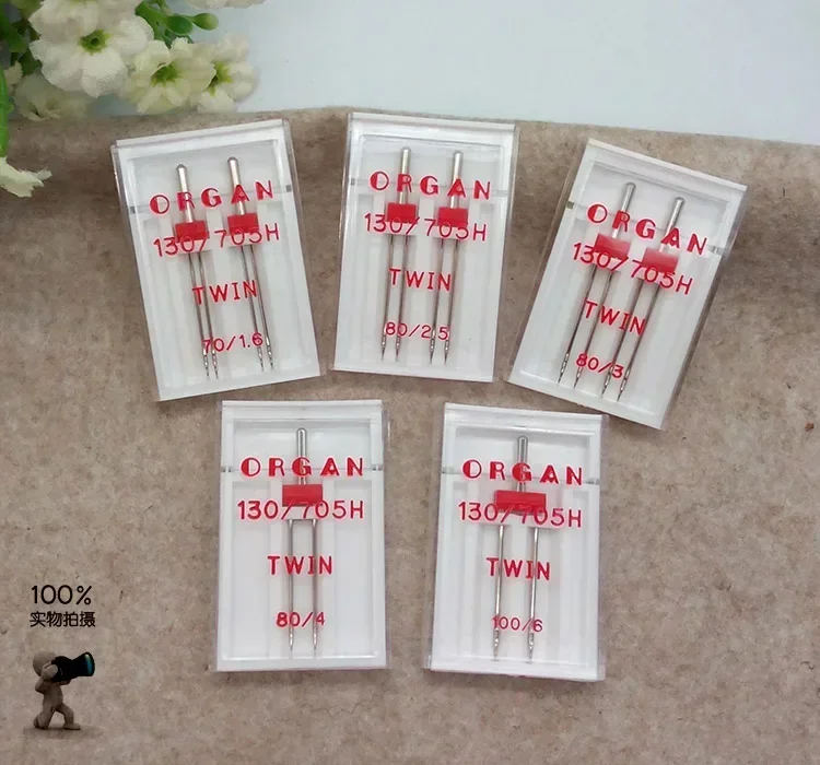 Organ Needles 130/705H Twin needle For Stretch Knitting Fabric Domestic Sewing Machine 75/4MM Twin Needle