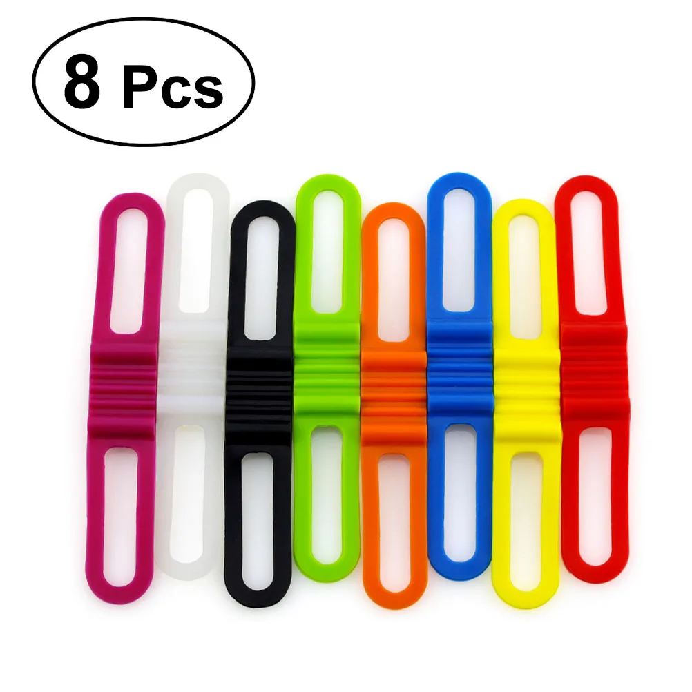 

8 PCS Silicone Band High Elasticity Phone Strap Tie Ribbon Flashlight Mount Holder