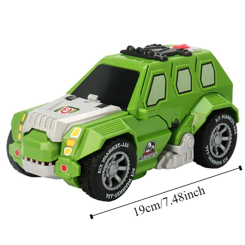 ของเล่นรถไดโนเสาร์พลาสติกแปลงร่างได้ มีไฟ มีเสียง แปลงร่างเป็นหุ่นยนต์อัตโนมัติ ของสะสมแบบ 2 in 1