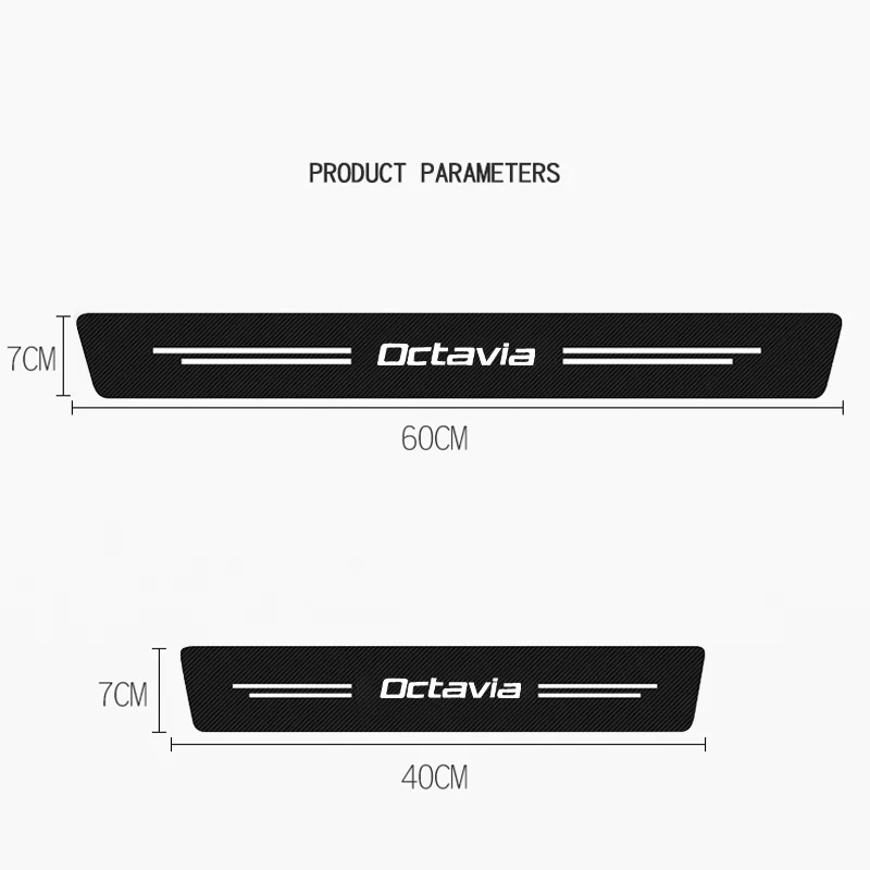 4 sztuk uszczelka do drzwi samochodu Carbon włókno skórzane naklejki dla Skoda Octavia Virs RS IV próg pedał Protector naklejka dekoracyjna akcesoria