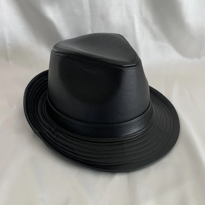 New Men Real Genuine Sheepskin Leather Cowboy Hats Fashion New Style Real Natural Leather Cap Hat Sale Real Sheep Leather Caps