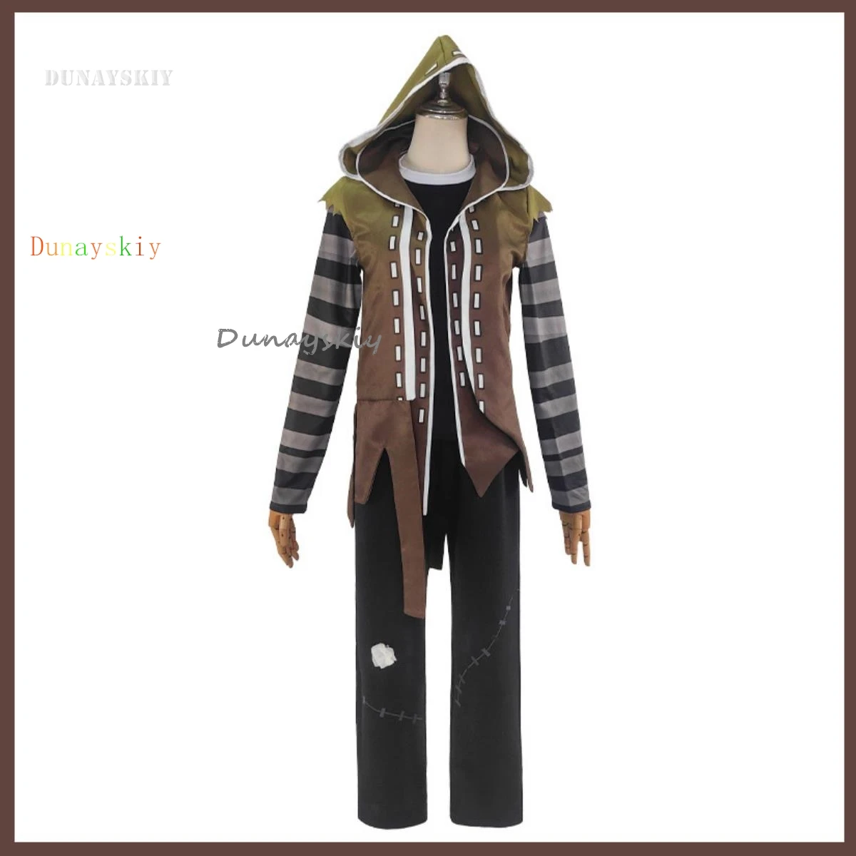 Anime Game Identity Ⅴ Mercenary Naib Subedar Cosplay Costume Hooded Coat Stripe Long Sleeved Man Carnival Halloween Suit